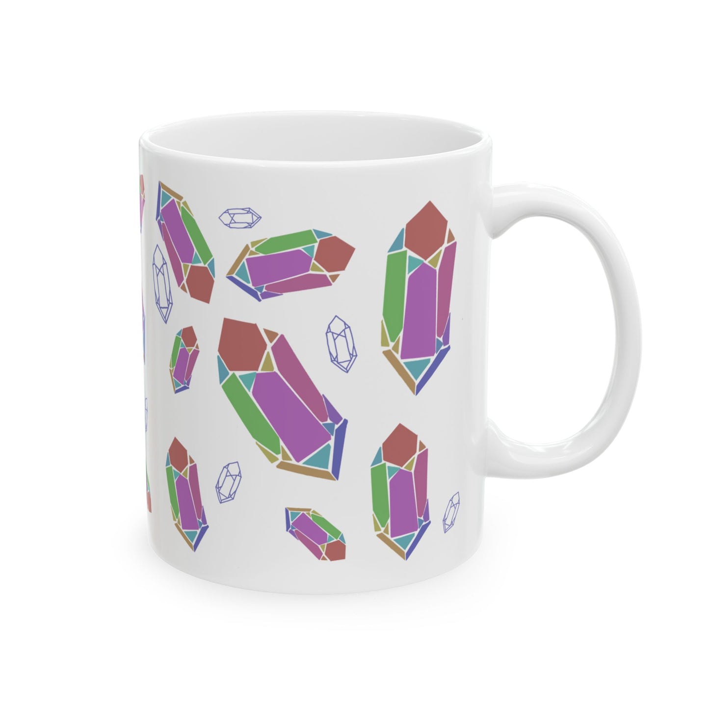 Quartz Crystal Field Guide Hand Drawn Illustration Ceramic Mug, (11oz, 15oz)