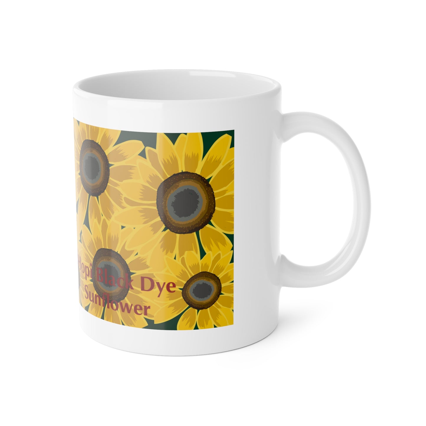 Hand Drawn Hopi Black Dye Sunflower Mug,11oz