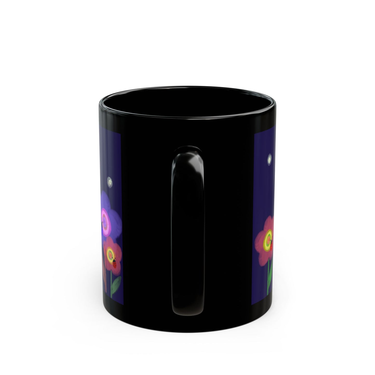 Watercolor Painted Flowers, Ladybugs and Fireflies Mug