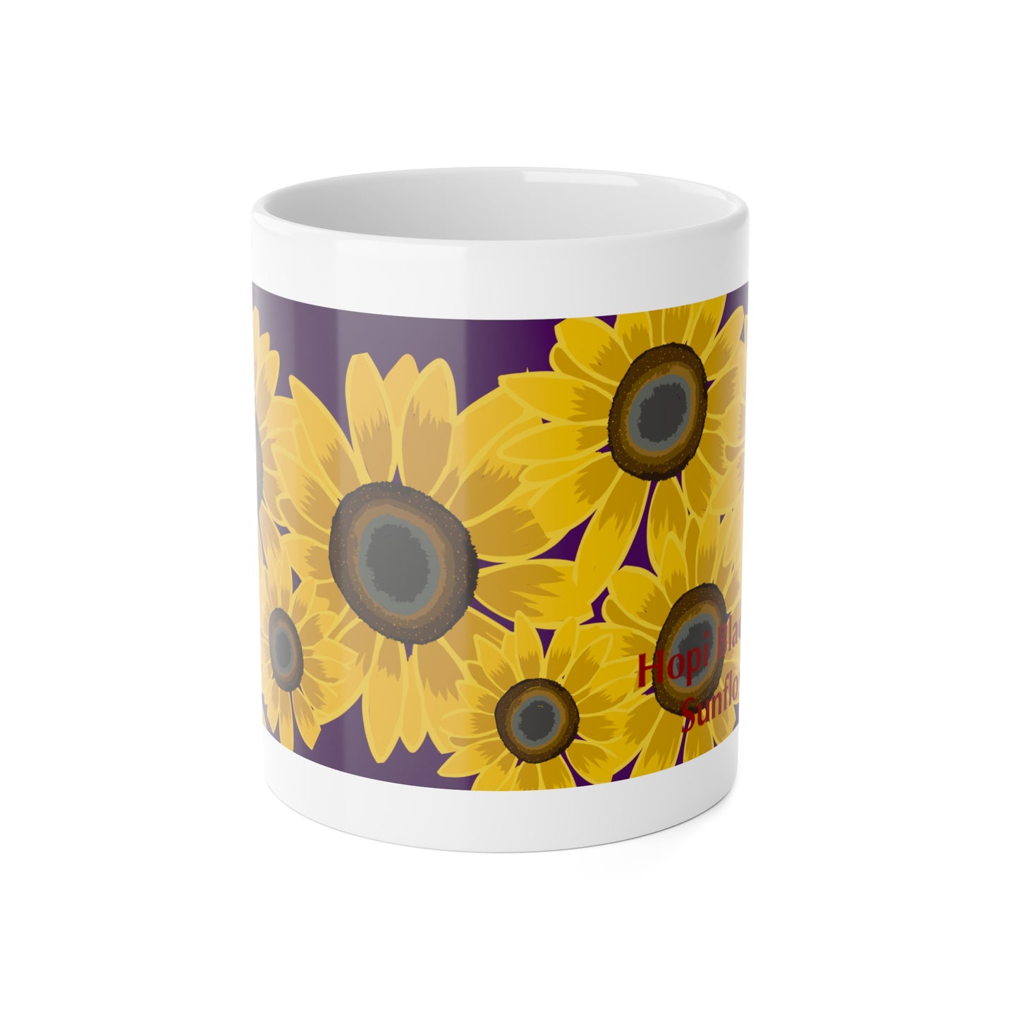 Hand Drawn Hopi Black Dye Sunflower Mug,11oz