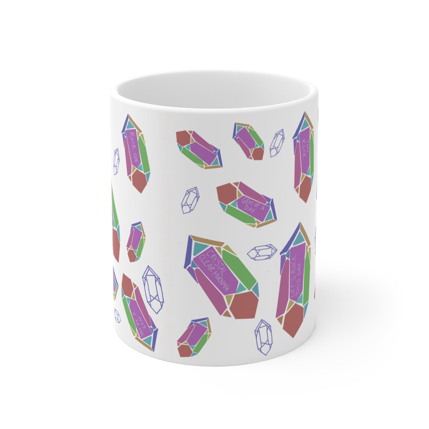 Hand drawn quartz crystals with positive geology affirmations Mug 11oz