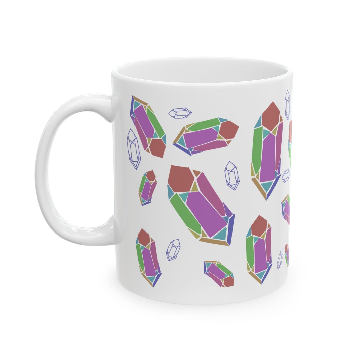 Quartz Crystal Field Guide Hand Drawn Illustration Ceramic Mug, (11oz, 15oz)