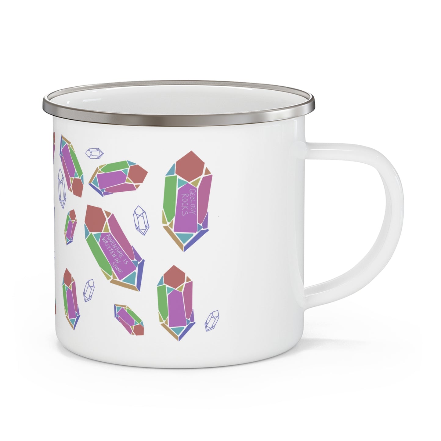 Hand Drawn Quartz Crystal Geology Positive Affirmation Enamel Camping Mug