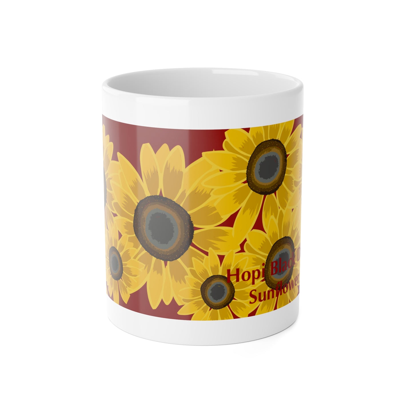 Hand Drawn Hopi Black Dye Sunflower Mug,11oz