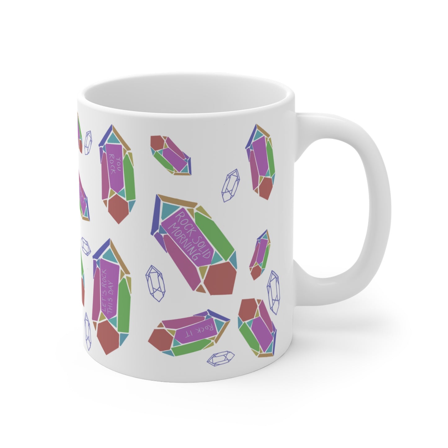 Hand drawn quartz crystals with positive geology affirmations Mug 11oz