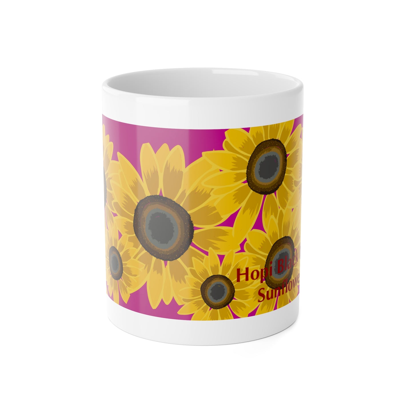 Hand Drawn Hopi Black Dye Sunflower Mug,11oz