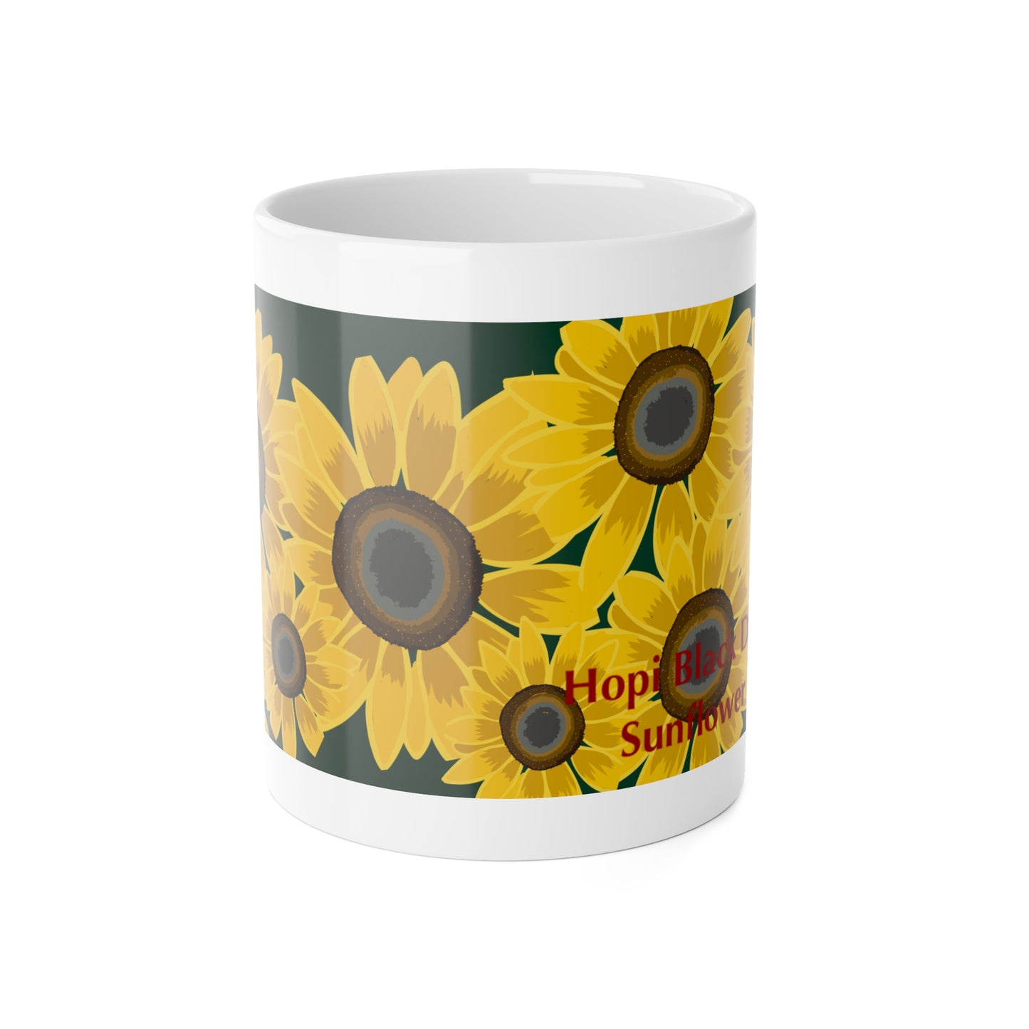 Hand Drawn Hopi Black Dye Sunflower Mug,11oz
